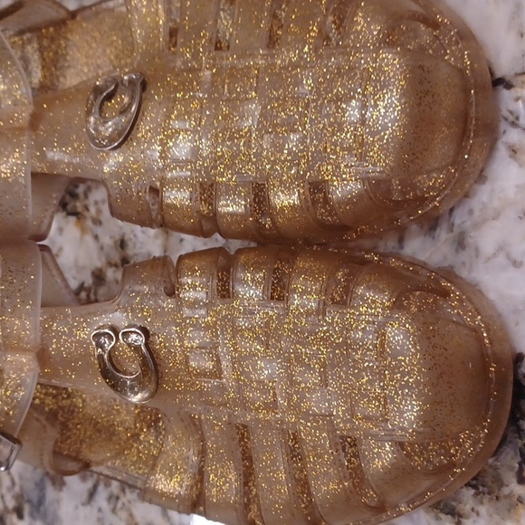 COACH Jelly PVC Gold Glitter Flat Fisherman Sandals Sizes 8 NEW - Picture 11 of 16